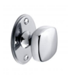 Square knob with back plate, 38mm diameter knob, backplate is 59mm wide, chrome effect