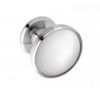 Knob, oval with 3 line detail, 37mm diameter, solid brass, chrome finish