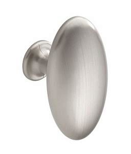 Oval knob, 64mm length, stainless steel effect