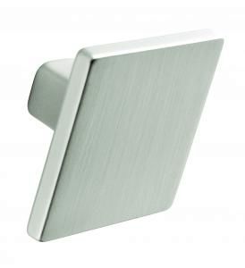 Knob, square, 35mm, stainless steel effect