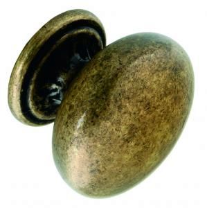 Knob, 33mm, die-cast, antique brass effect