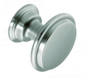 Knob with grooves, 30mm, die-cast, stainless steel effect