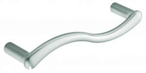 S' shaped handle, 128mm, die-cast, stainless steel effect