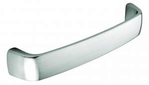 D handle, 128mm,  bright steel effect