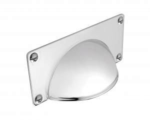 Classic Cup Handle, 32mm, with backplate, Solid Brass Nickel Finish