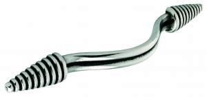 Bow handle coil ends, 128mm, pewter
