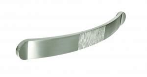 Bow handle with textured centre, 160mm, stainless steel effect