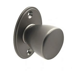 Round knob with back plate, 35mm diameter knob, back plate is 59mm wide, black satin