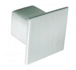 Knob square, 36mm, die-cast, stainless steel effect