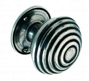 Knob with circles, 44mm, pewter
