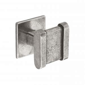Knob, square, 30mm c/w backplate, pewter