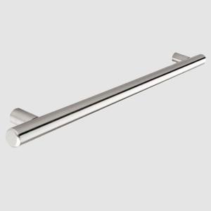 Bar handle, 12mm diameter, 437mm long, steel, stainless steel effect