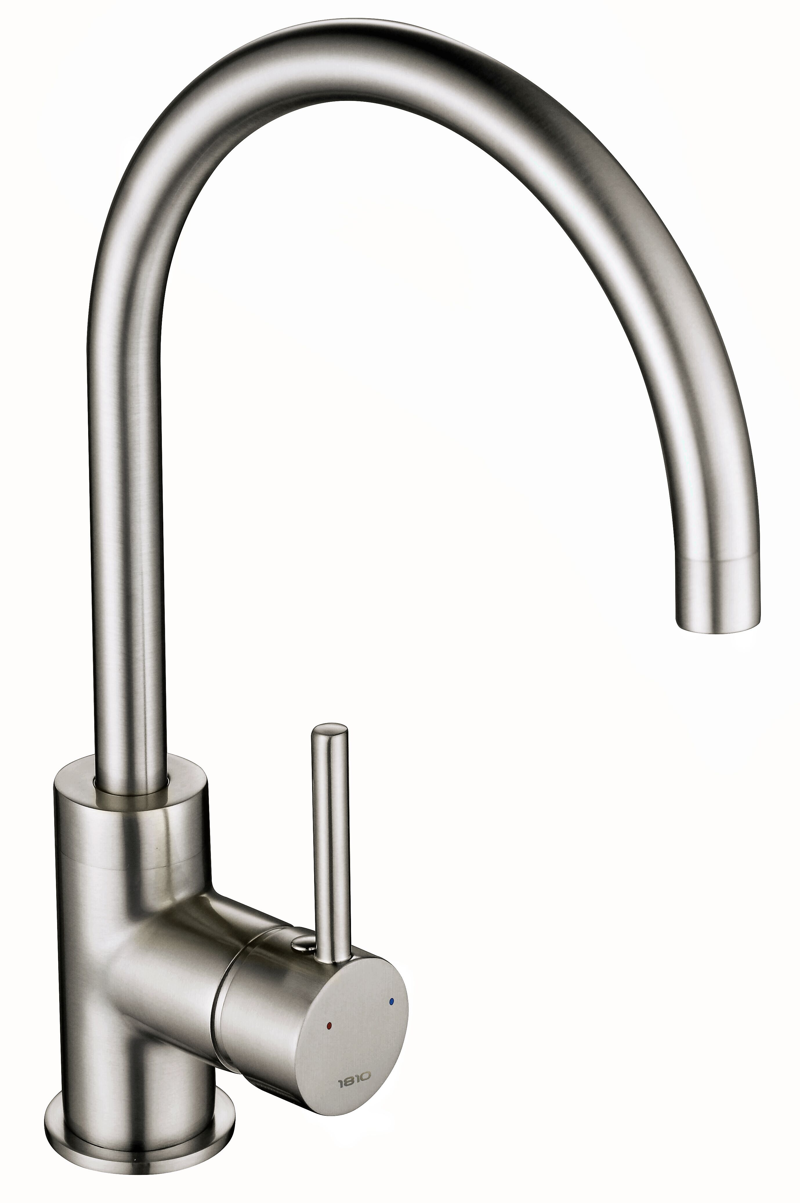 Brushed Steel Courbe Curved Spout Kitchen Tap