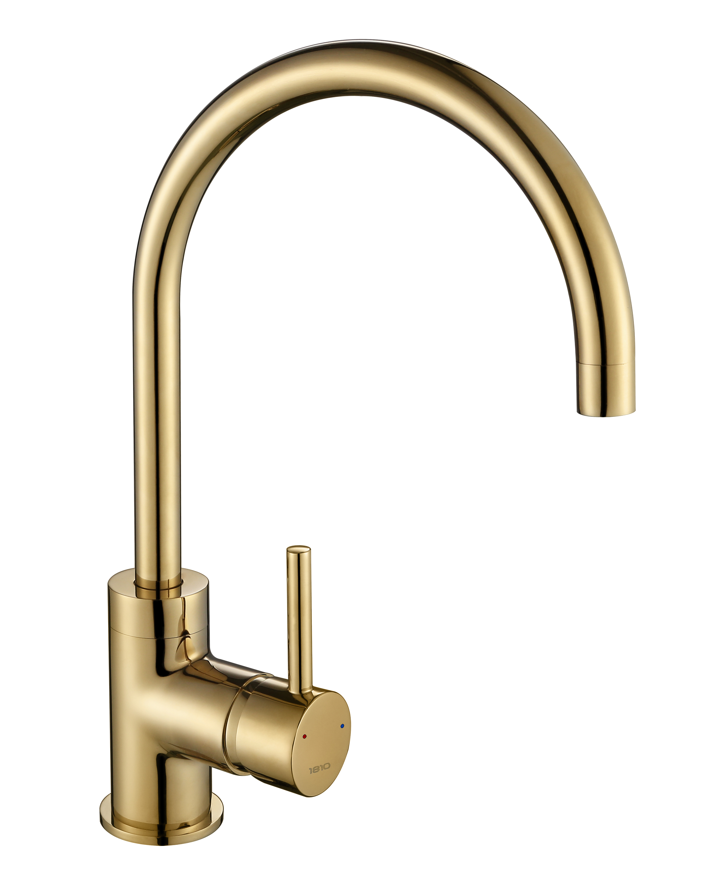 Gold Brass Courbe Curved Spout Kitchen Tap