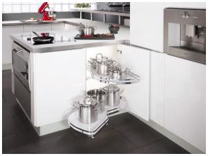 Arena Style LeMans II, Left hand corner unit, 500mm wide, grey shelves (KAS2LM500SCL)