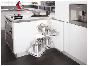 Arena Style LeMans II, Left hand corner unit, 600mm wide, gloss white shelves (KAS2LM600SCLW)