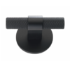 Knurled, T-Bar handle, round backplate, 60mm, matt black
