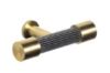 Maybrook,Fluted T-Pull handle (anti-turn)central hole centre (Pewter/Satin Brass)