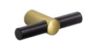 Hampton, Smooth T handle, central hole centre (Matt Black/Satin Brass)