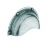 Cup handle, 64mm, c/w integrated backplate pewter