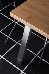 Adjustable square worksurface support leg, 870mm high, stainless steel effect   