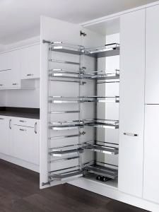 Arena Style Tandem larder unit, 500mm wide, 1700mm high silver/chrome with grey shelves (KASTLF500SC)