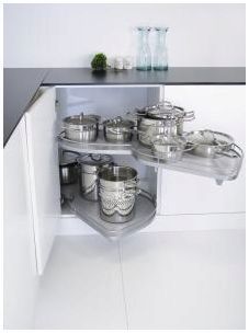 Kessebhmer Arena Classic LeMans II, Right hand corner unit, 500mm wide, silver/chrome, grey shelves (K2LM500SCR)