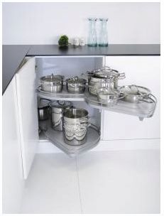 Kessebhmer Arena Classic LeMans II, Right hand corner unit, 400mm wide, silver/chrome, grey shelves (K2LM400SCR)