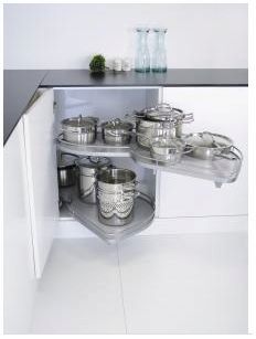 Kessebhmer Arena Classic LeMans II, Right hand corner unit, 600mm wide, silver/chrome, grey shelves (K2LM600SCR)