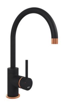 Metallic Black Purquartz Courbe Curved Spout Kitchen Taps