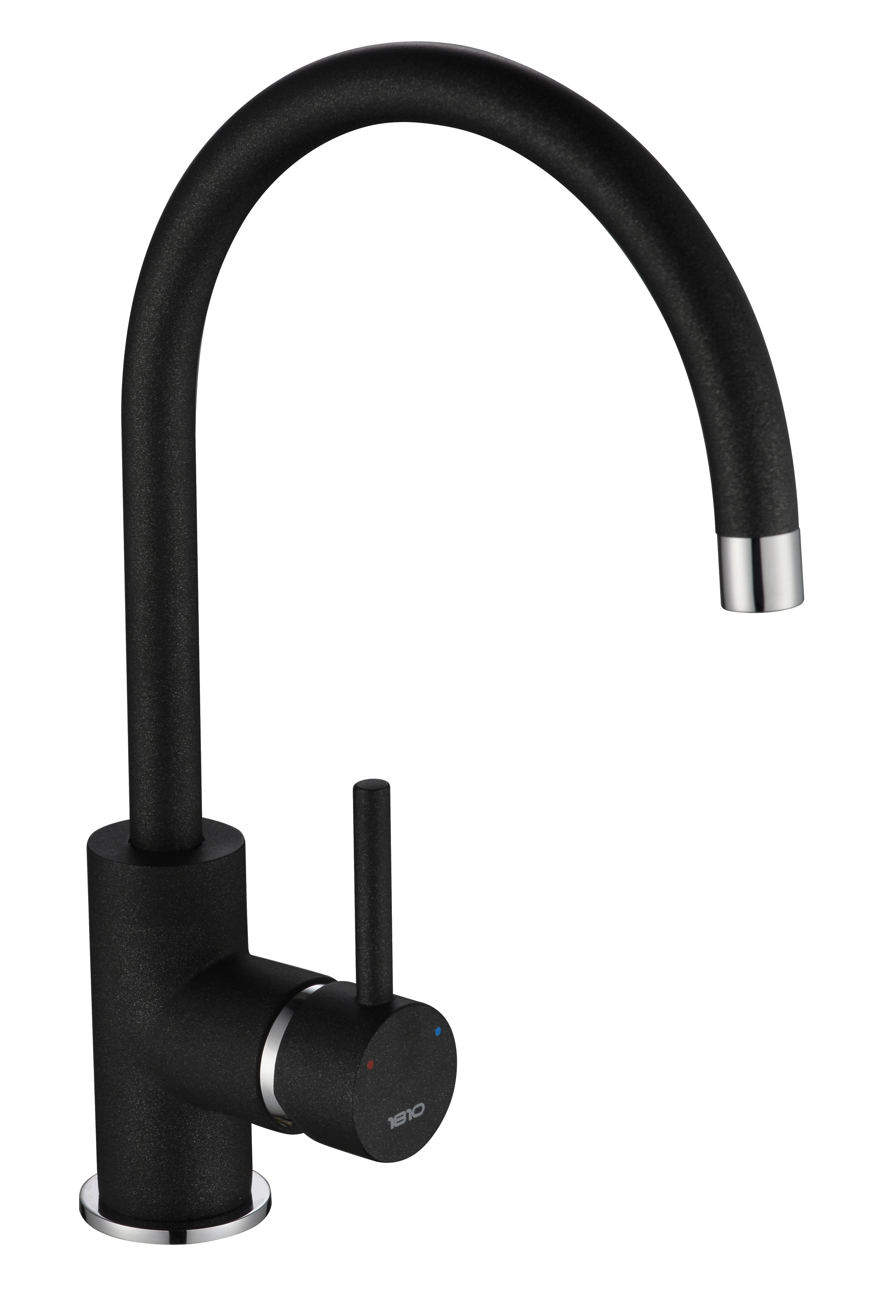 Metallic Black Purquartz Courbe Curved Spout Kitchen Taps