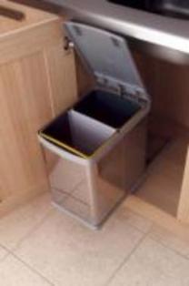 Pull-out waste bin, 16L, plastic, light grey 