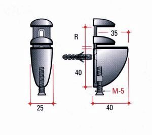 Adjustable shelf support metal, chrome, H 145mm, W 50mm, D 40mm