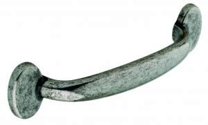 D handle, 96mm, die-cast, pewter effect