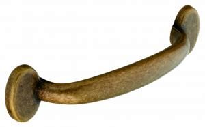 D handle, 96mm, die-cast, antiqued brass effect