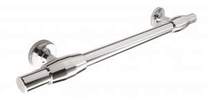 Handle, barrel design, 160mm, solid brass, bright nickel finish