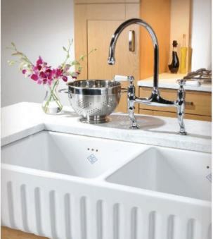 Farmhouse ceramic sink 60mm waste and plug, chrome  FHWCH