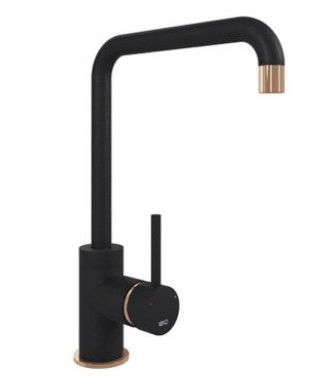 Metallic Black Purquartz Courbe Squared Spout Kitchen Taps