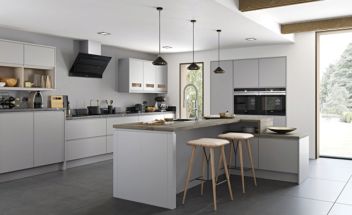 Strada Collection Matt Light Grey Handleless Kitchen Stori