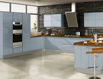 Multiwood Welford Collection High Gloss Sky Blue Handleless