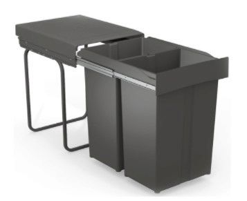 Waste Bin 58 L Anthracite 505mm H 473mm W , min cabinet width 400mm