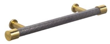 Walton, Knurled pull handle, 128mm, Pewter/Satin Brass (Pewter/Satin Brass)