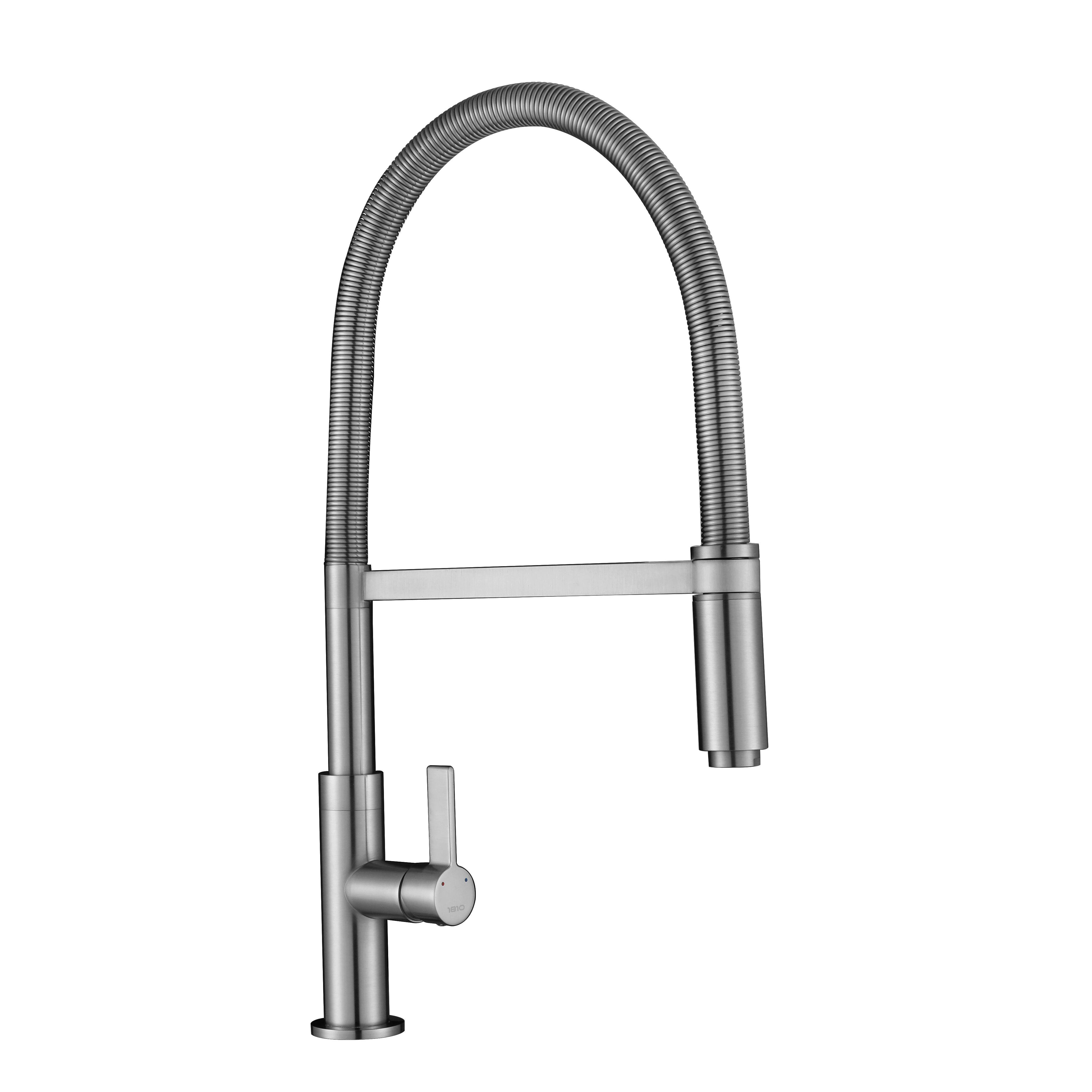 Brushed Steel Spirale Spring Kitchen Taps