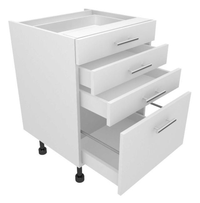 4 Drawer Base Unit 3 x Cutlery & 1 x Pan 