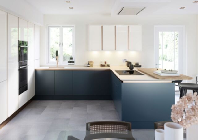Blue Handleless Kitchens