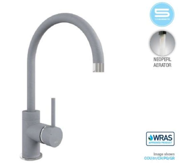 Purquartz Courbe Curved Spout Taps Chrome