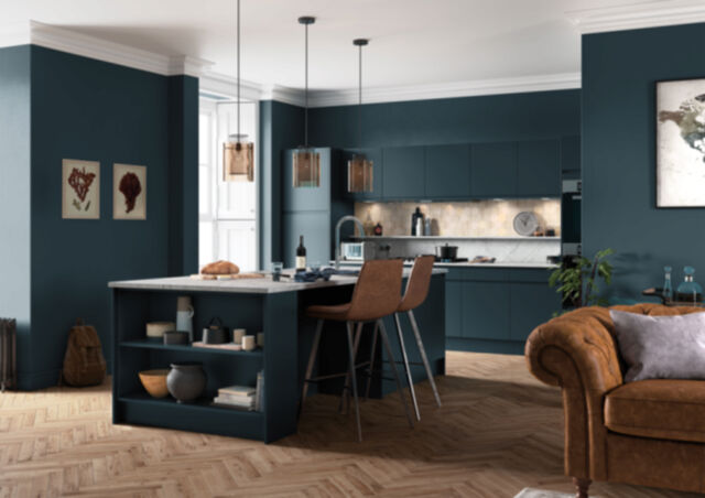 Strada Matt Marine Blue Handleless - Kitchen Stori