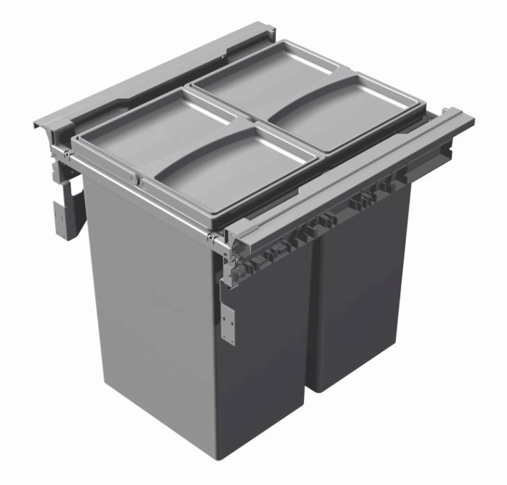 Pull-out Waste Bin 58 L Grey 463mm H 310mm W , min cabinet width 500mm