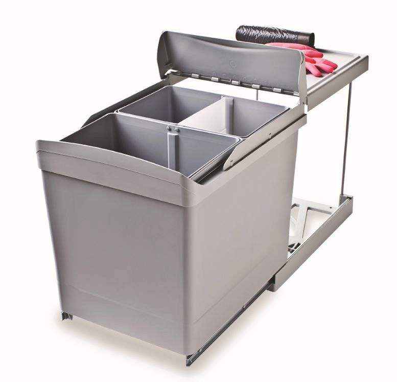 Pull-out Waste Bin 42 L Grey 433mm H 343mm W , min cabinet width 450mm