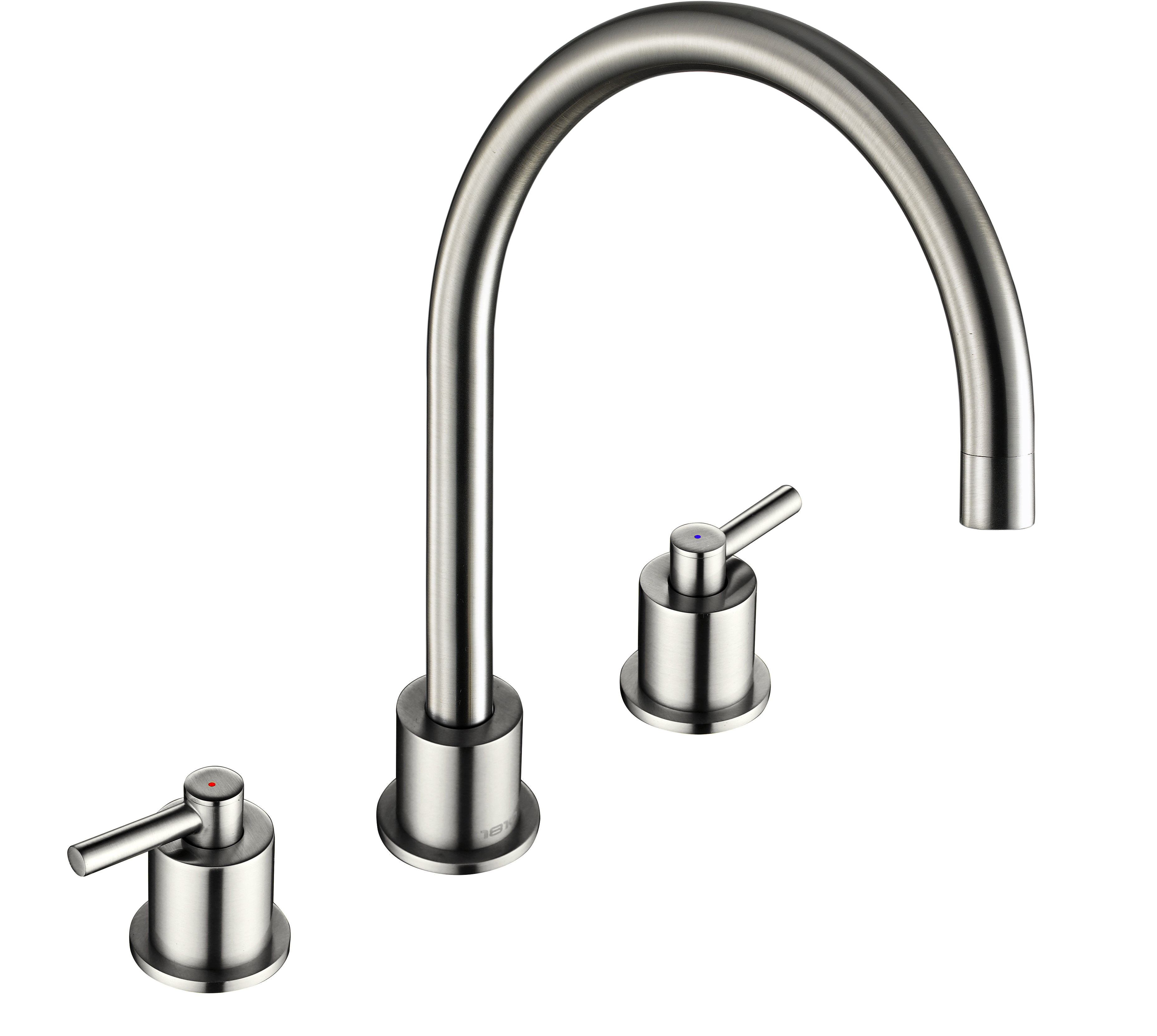 Brushed Steel Aero 3 Hole Kitchen Taps